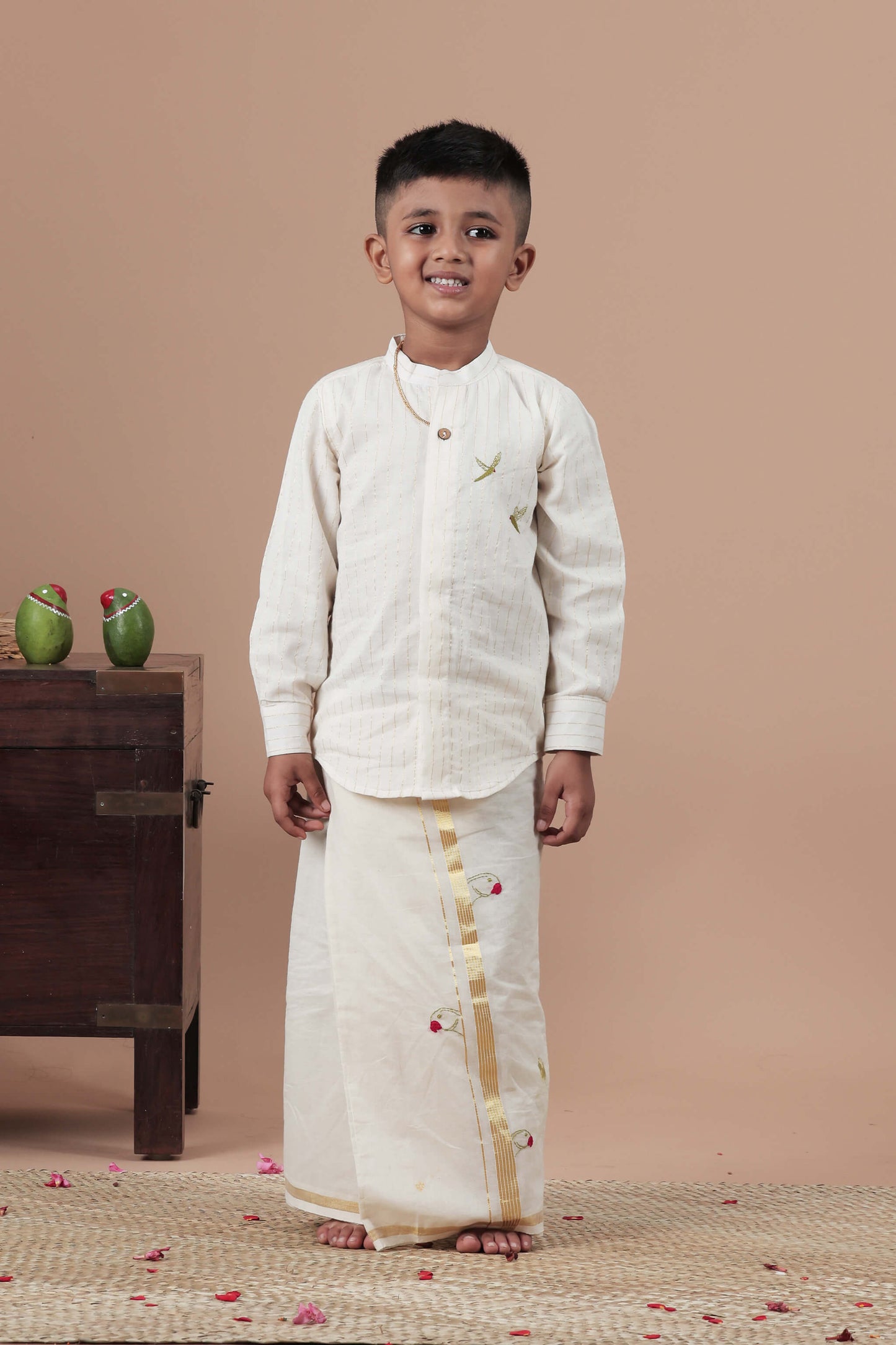 Parrot Motif Hand Embroidered Full sleeve shirt for Kids