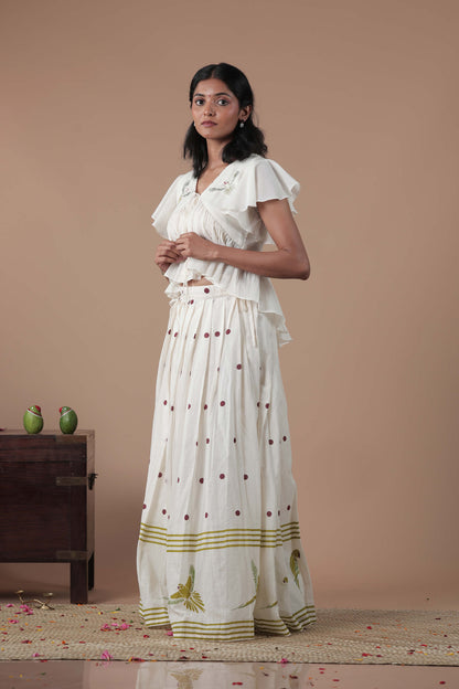 Empire Cut Top Handloom Croptop and Pleated flared skirt combo