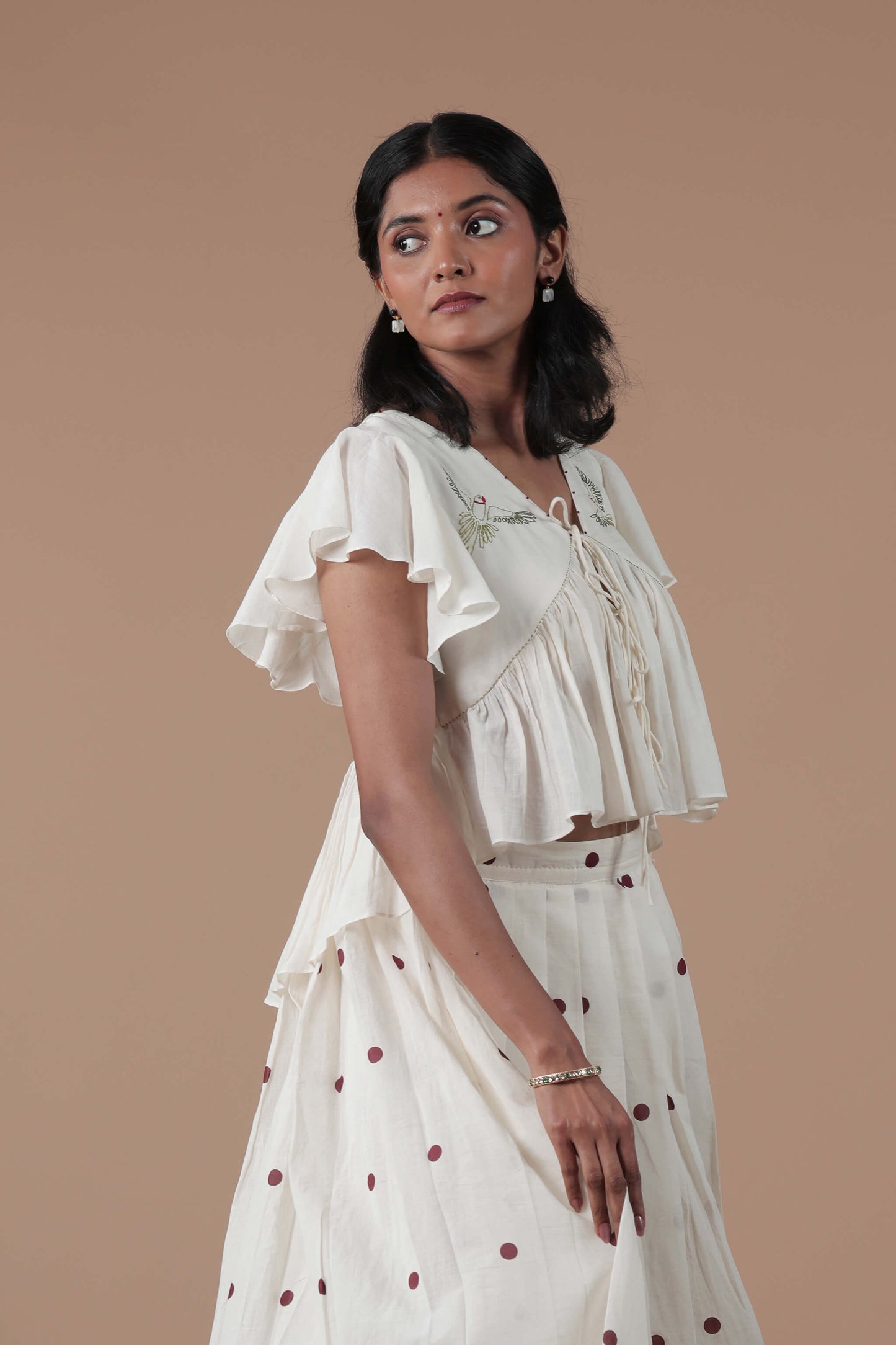Empire Cut Top Handloom Croptop and Pleated flared skirt combo