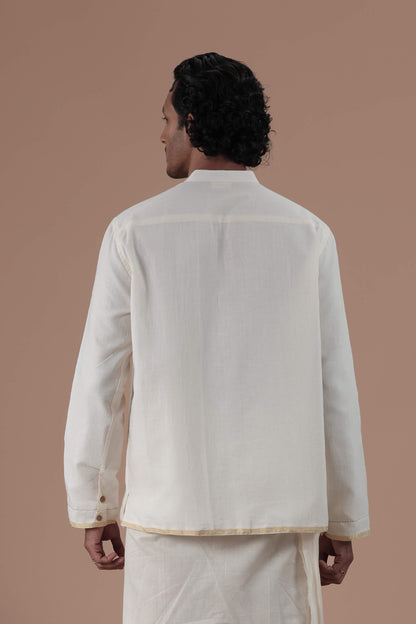 Mandrain Collar Parrot Motif Hand Embroidered  Men's shirt