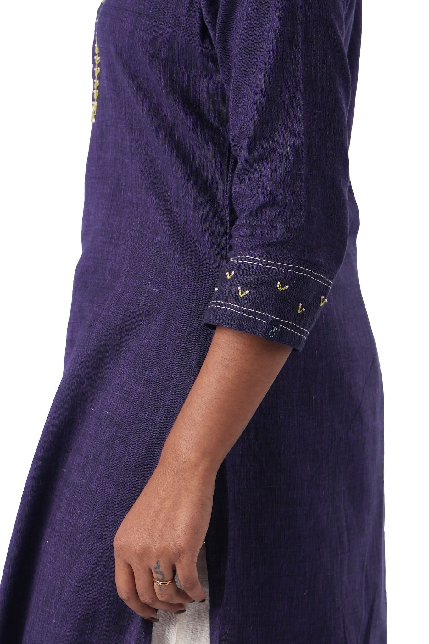 Violet Kurtha with Green Embroidery