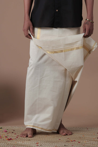 Off White Double Mundu plain