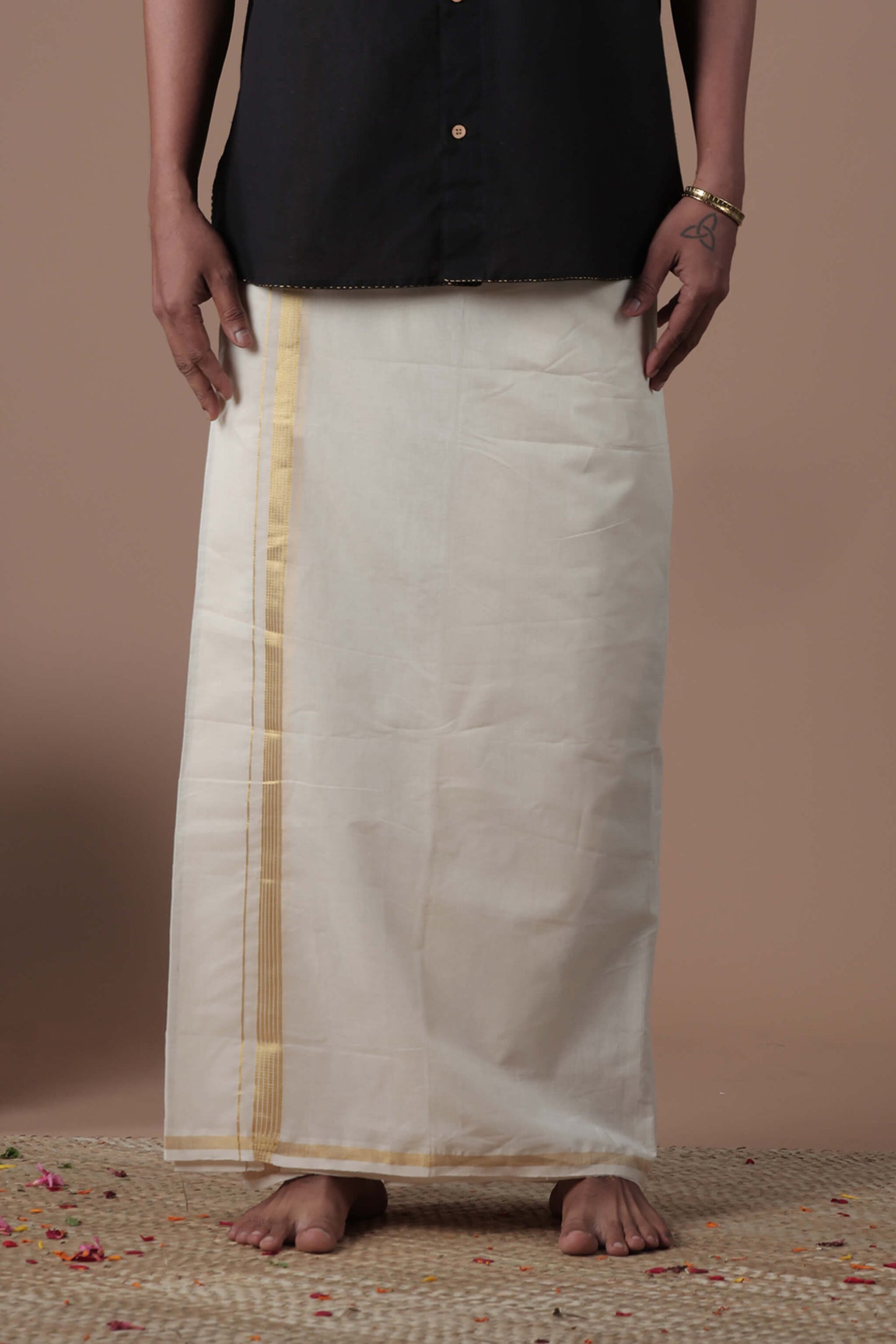 Off White Double Mundu plain