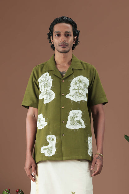 Patch Work cuban collar Men's shirt