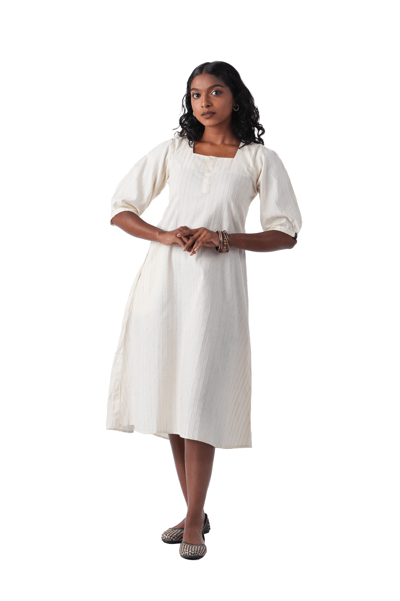 Handloom Kurta Dress with golden weave