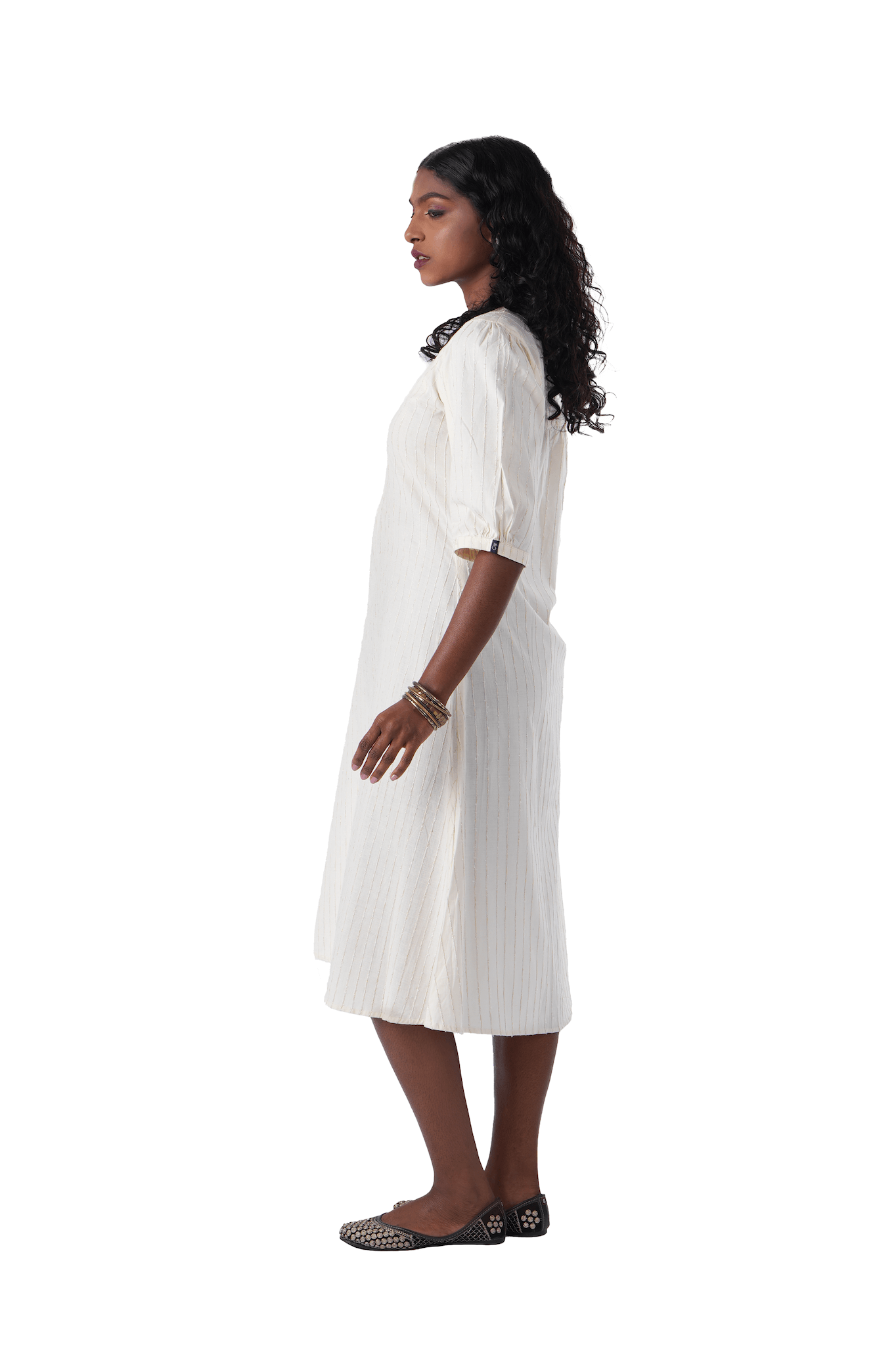 Handloom Kurta Dress with golden weave