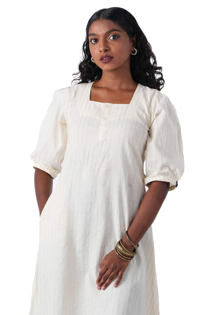 Handloom Kurta Dress with golden weave