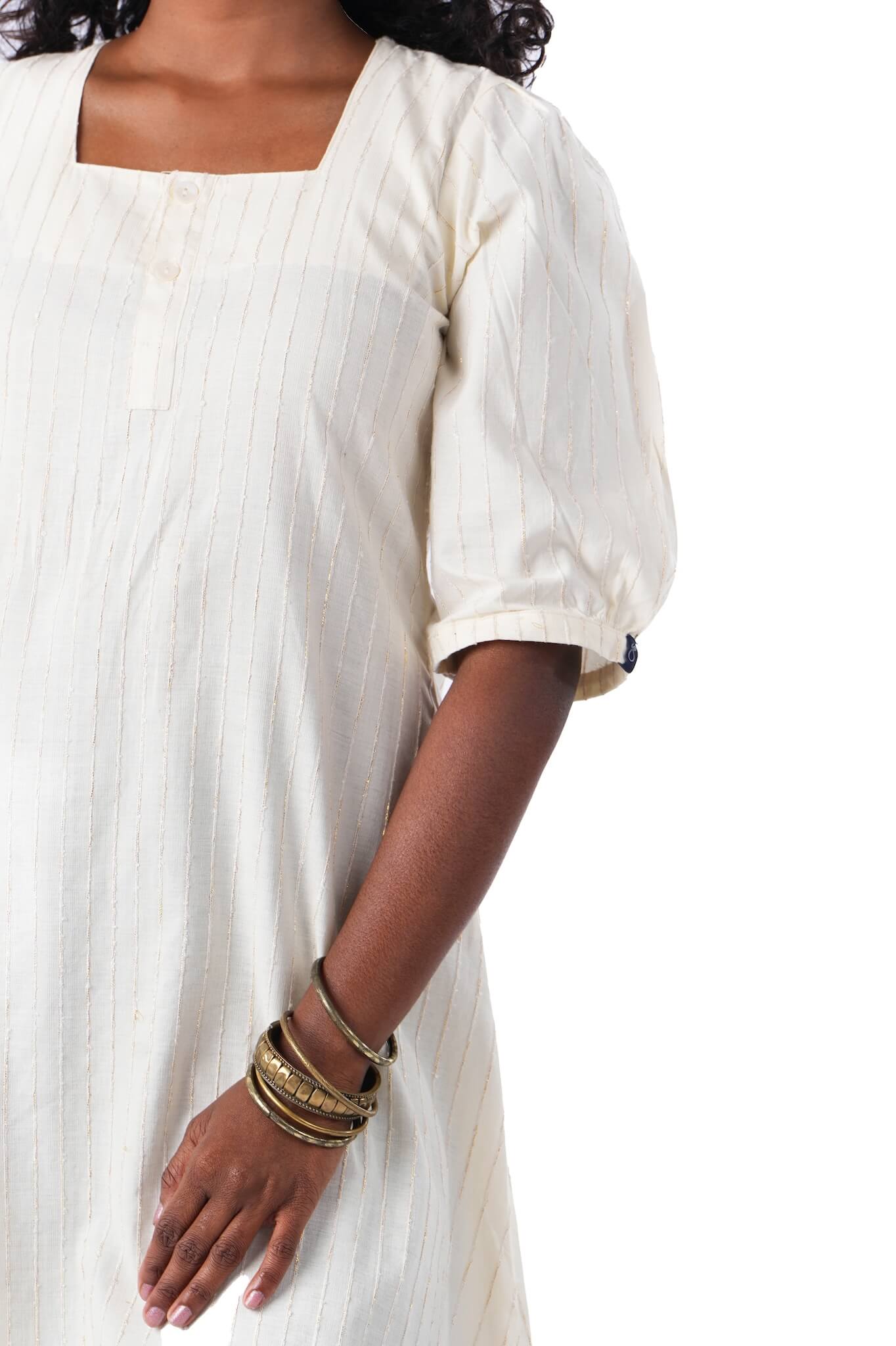 Handloom Kurta Dress with golden weave