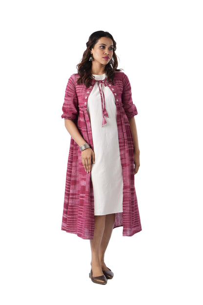 Magenta Embroidered Cape with tie
