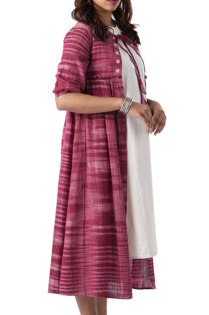 Magenta Embroidered Cape with tie