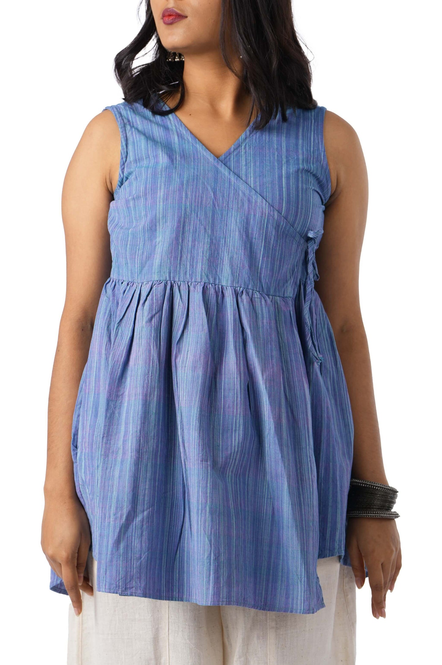Blue wrap top