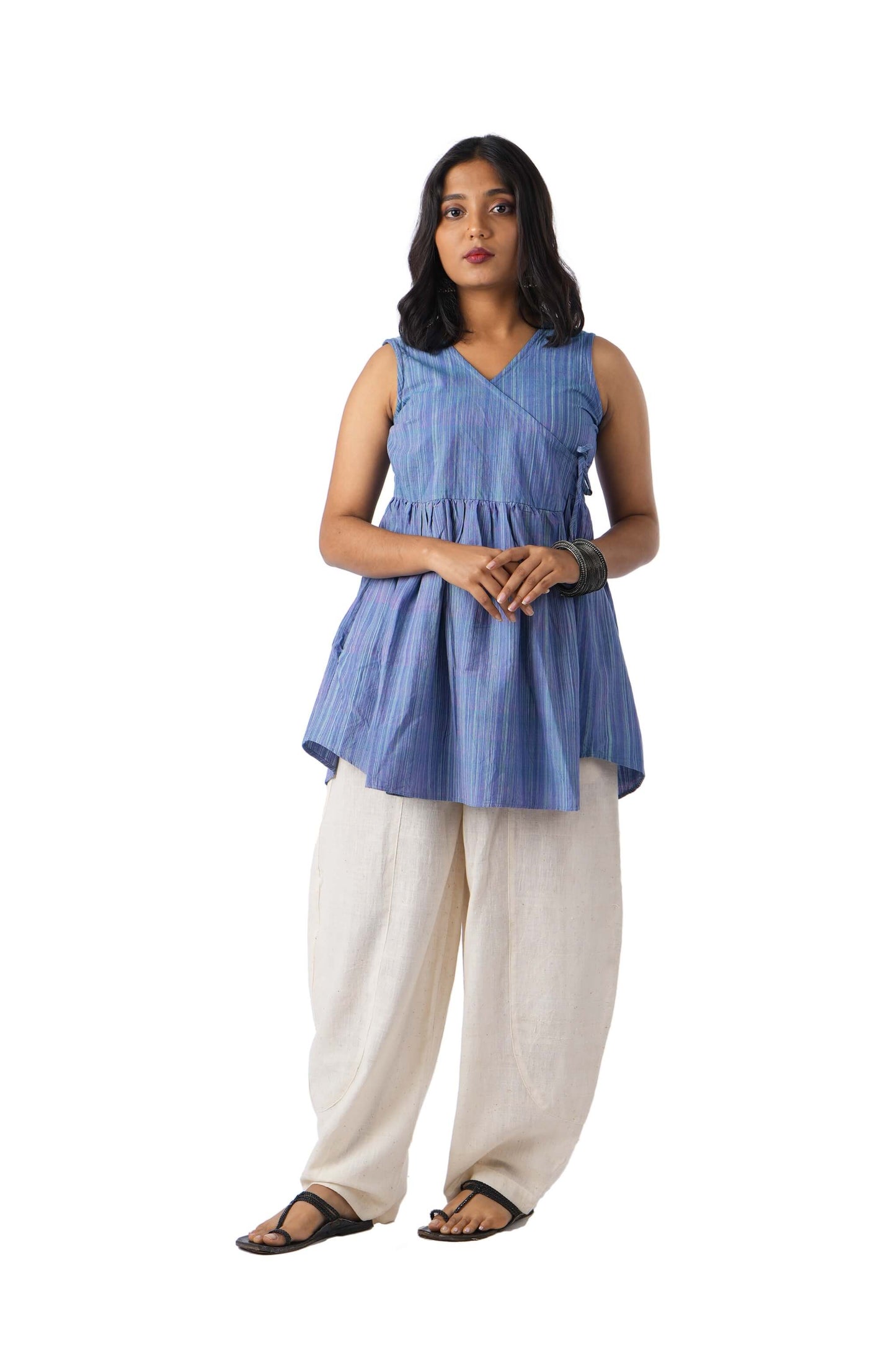 Blue wrap top