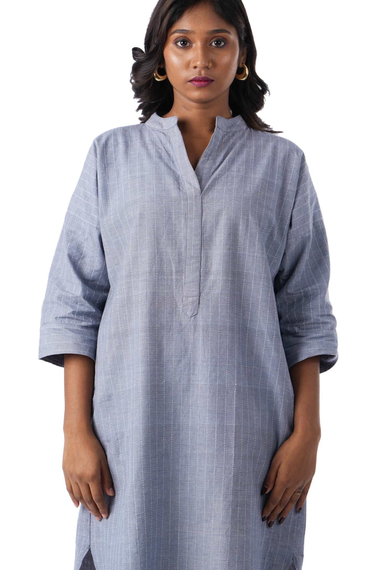 Grey Kurta with White Running Dress
