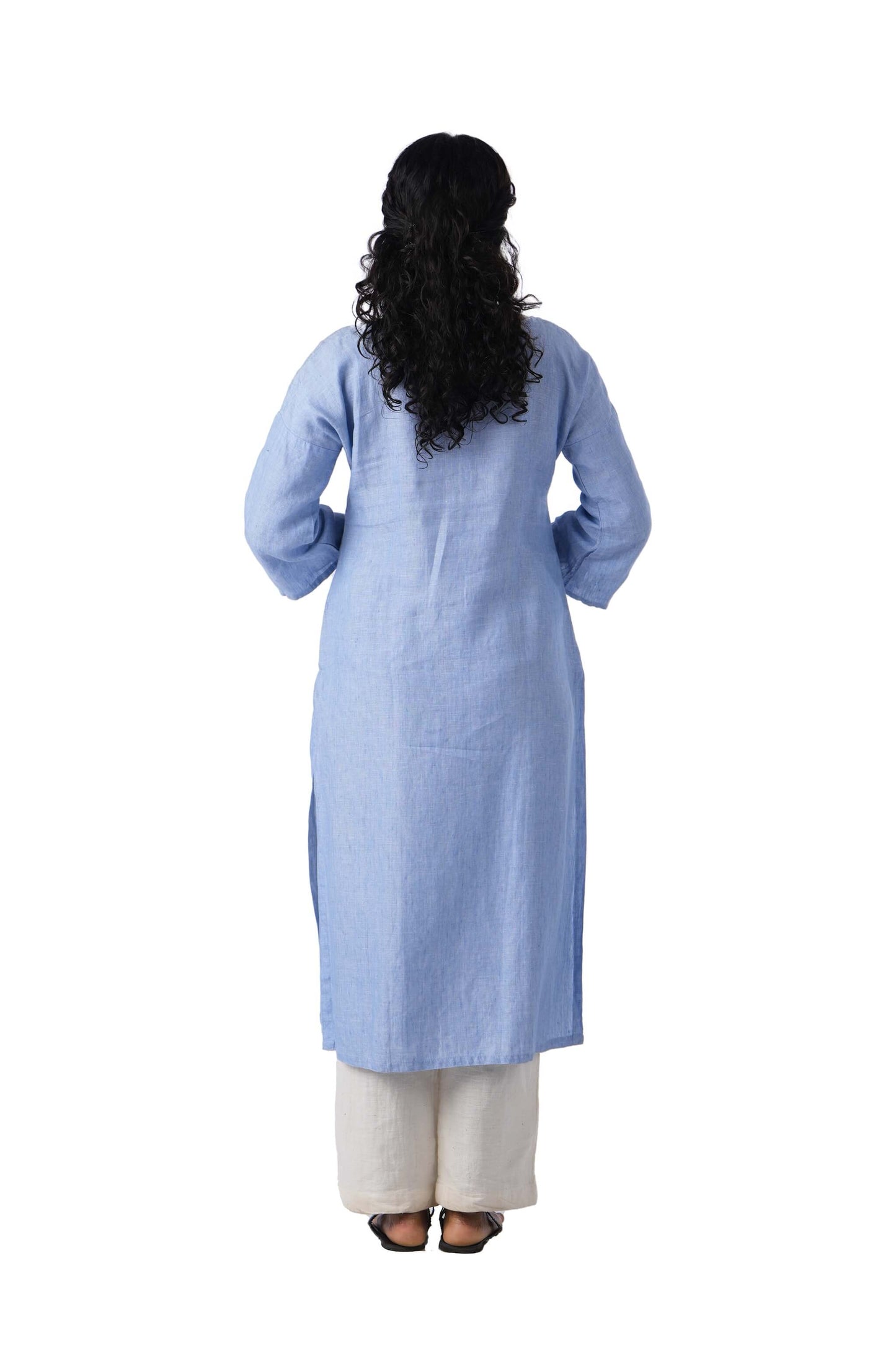 Light Blue Kurta with pocket embroidery