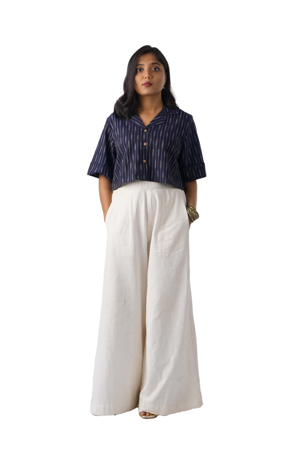 Dark Blue Ikat crop top