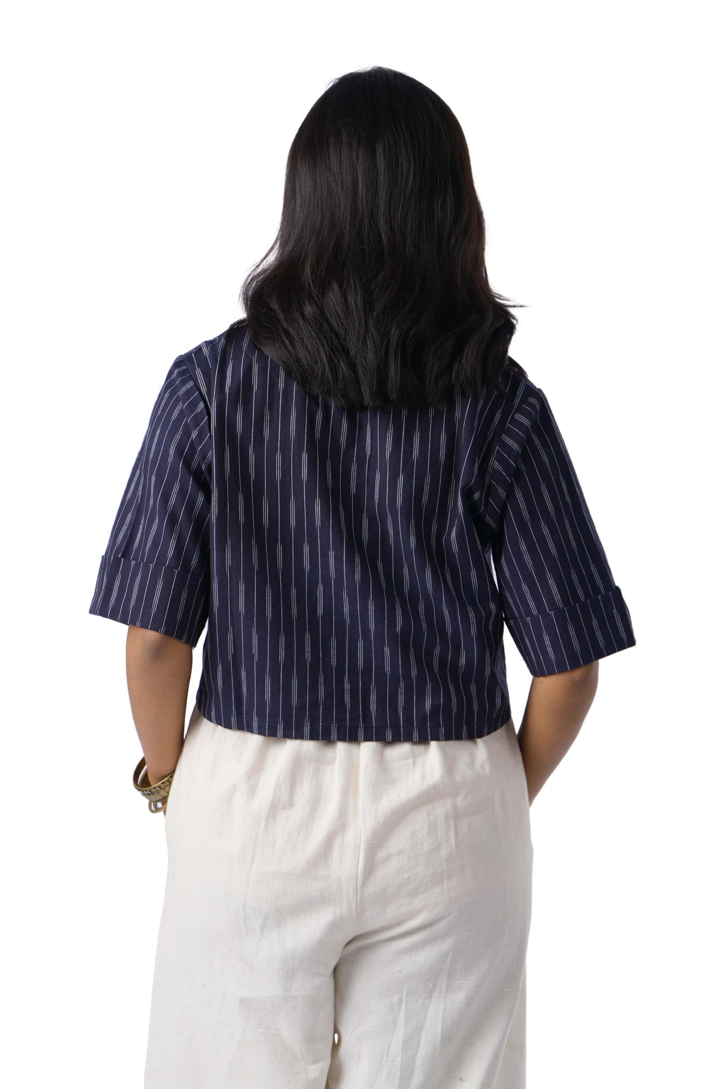 Dark Blue Ikat crop top