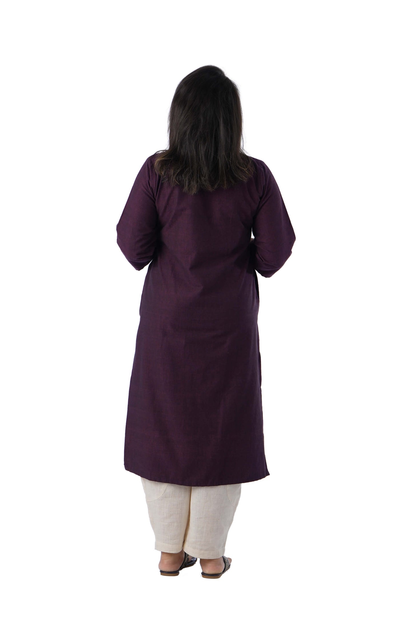 Purple printed Kurta with Pin Tuck embroidery