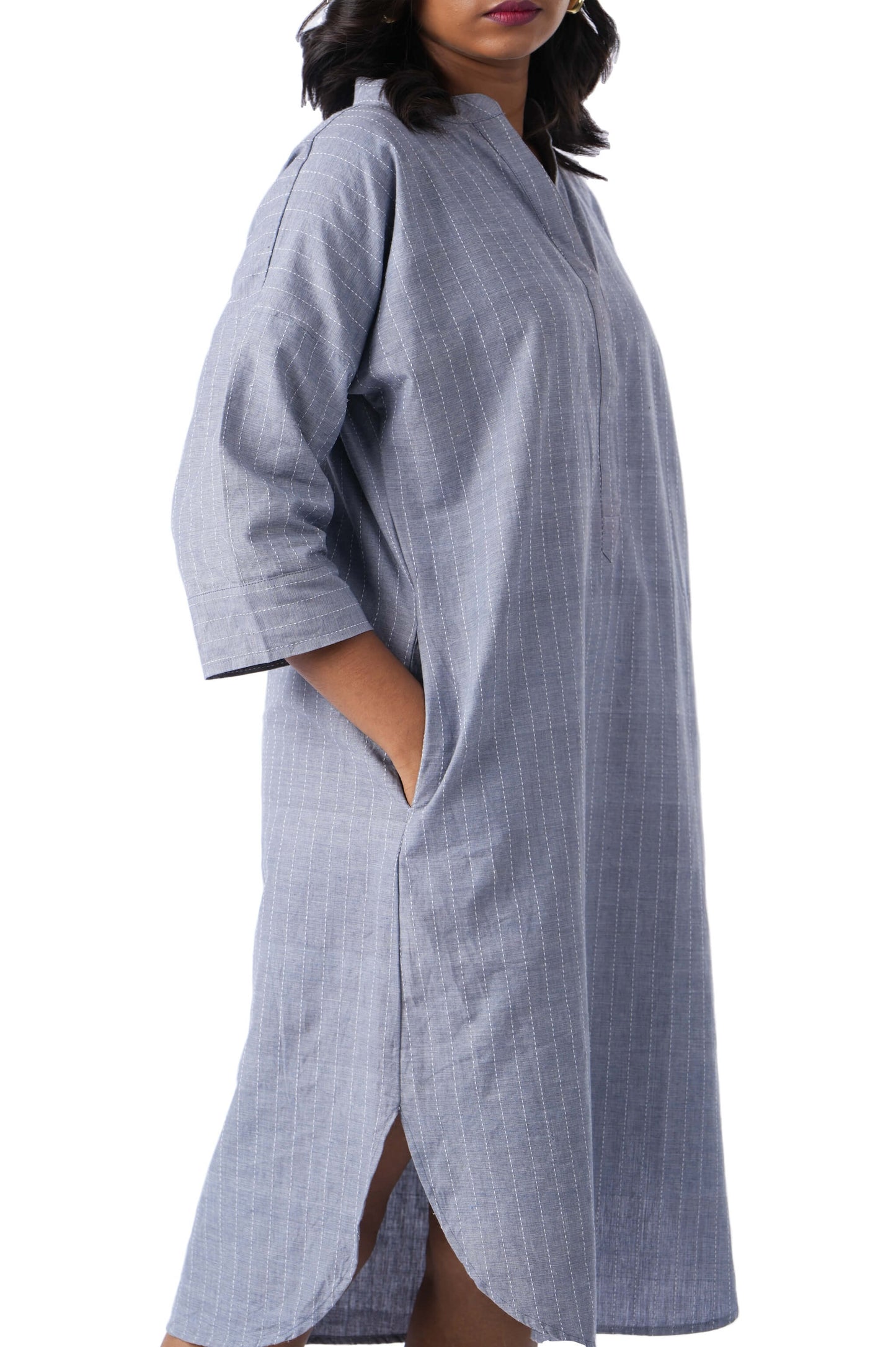 Grey Kurta with White Running Dress