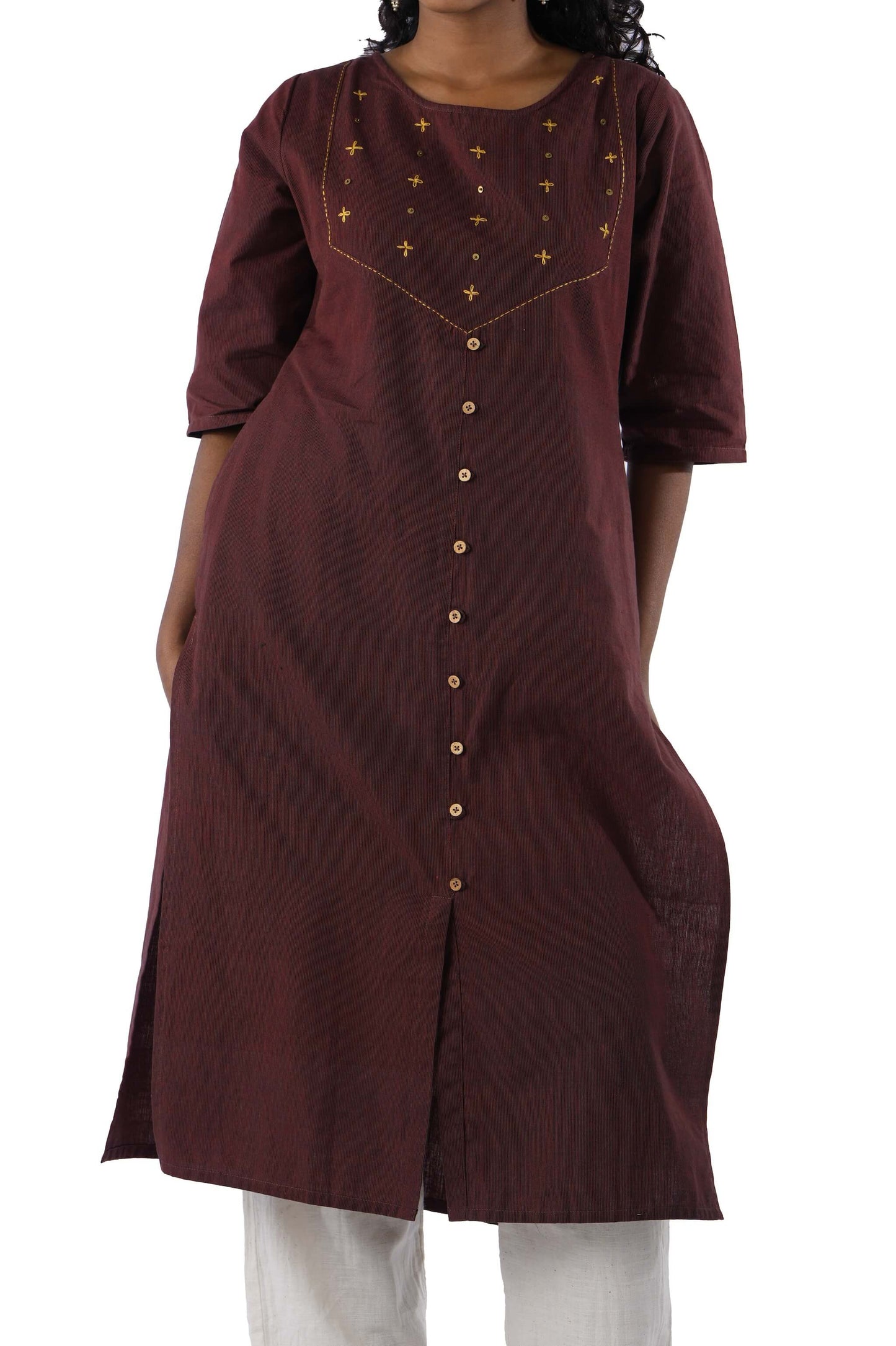 Brown Kurta with sequins work