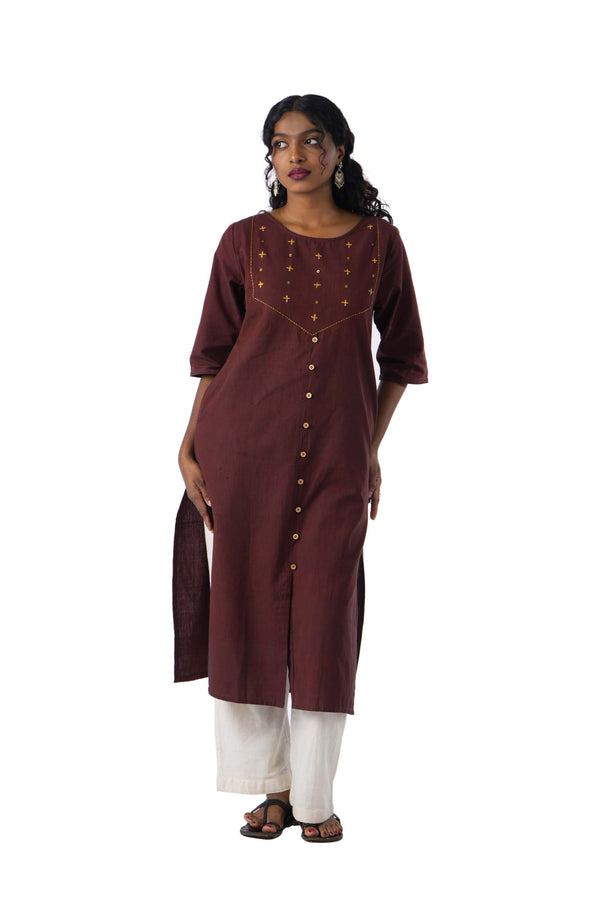 Brown Kurta with sequins work