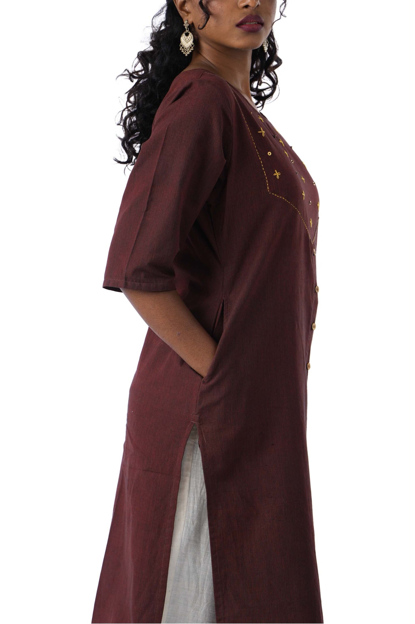 Brown Kurta with sequins work