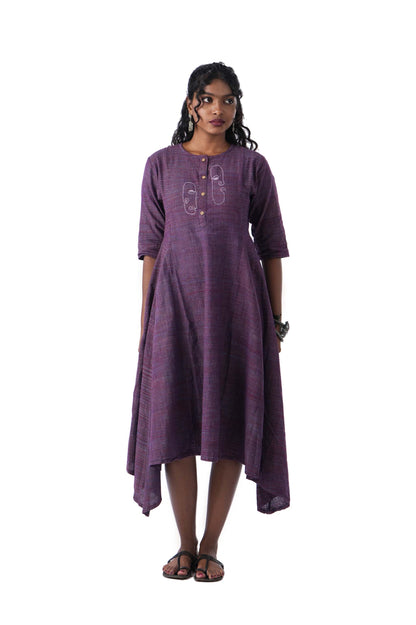 Purple Dress with Face Embroidery