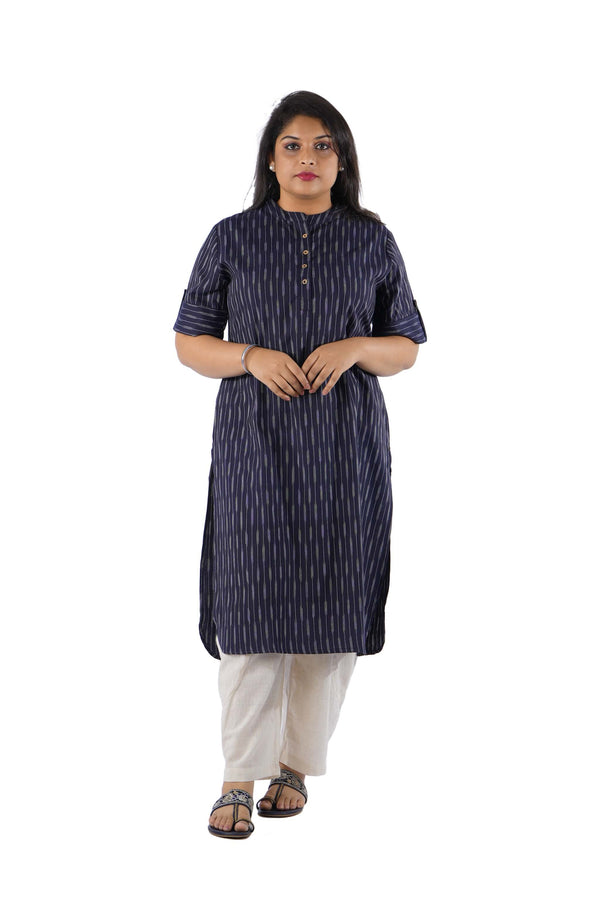 Dark Blue Ikat Kurta