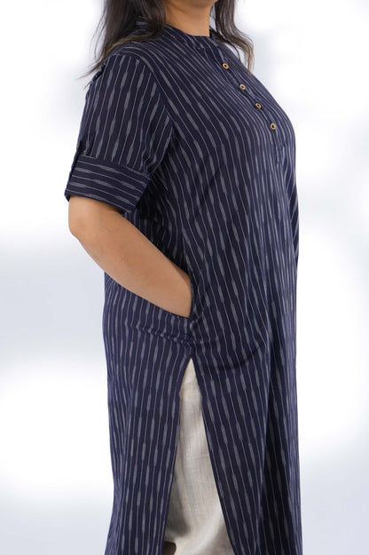 Dark Blue Ikat Kurta