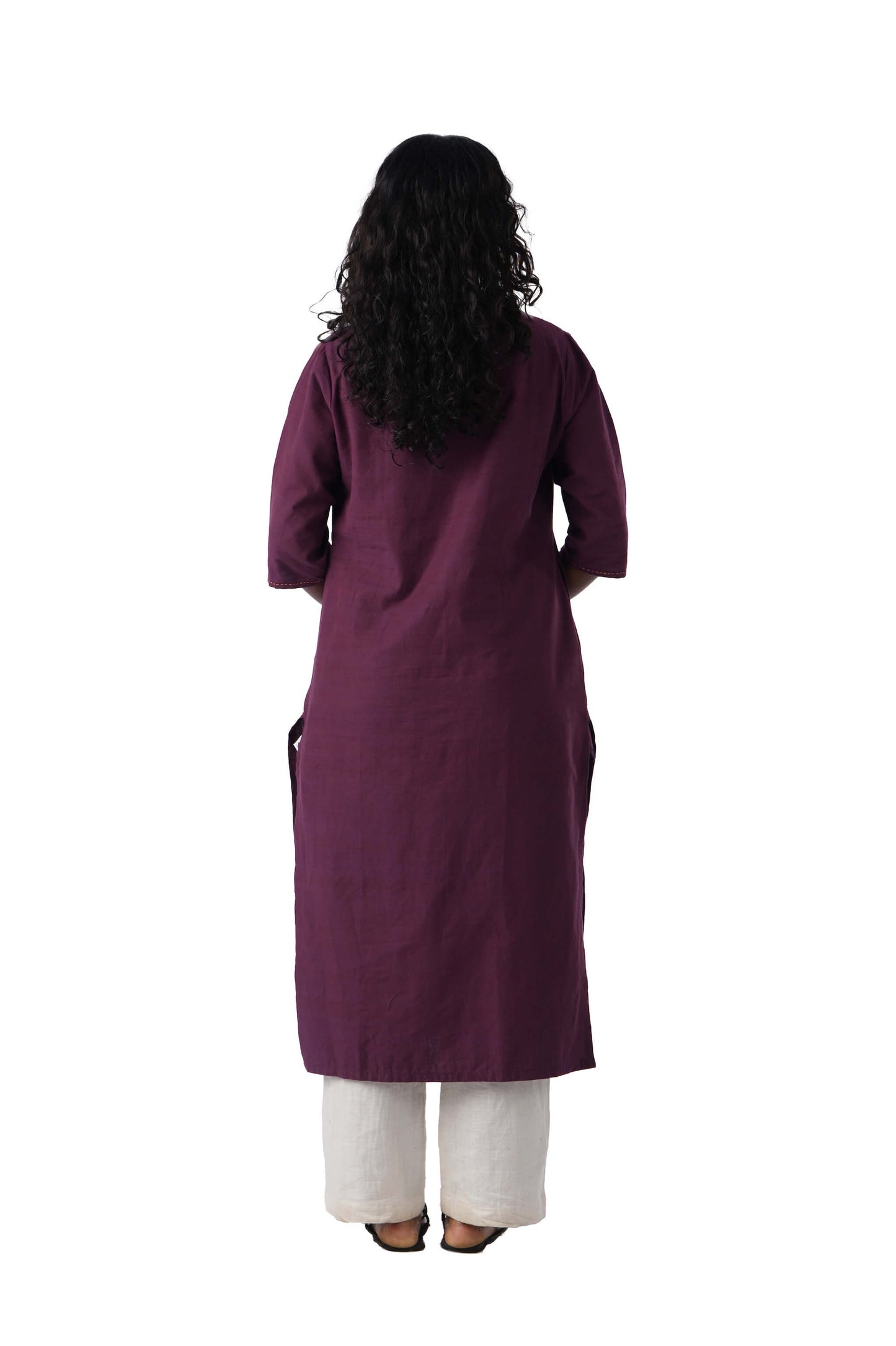 Purple Kurtha with neck embroidery