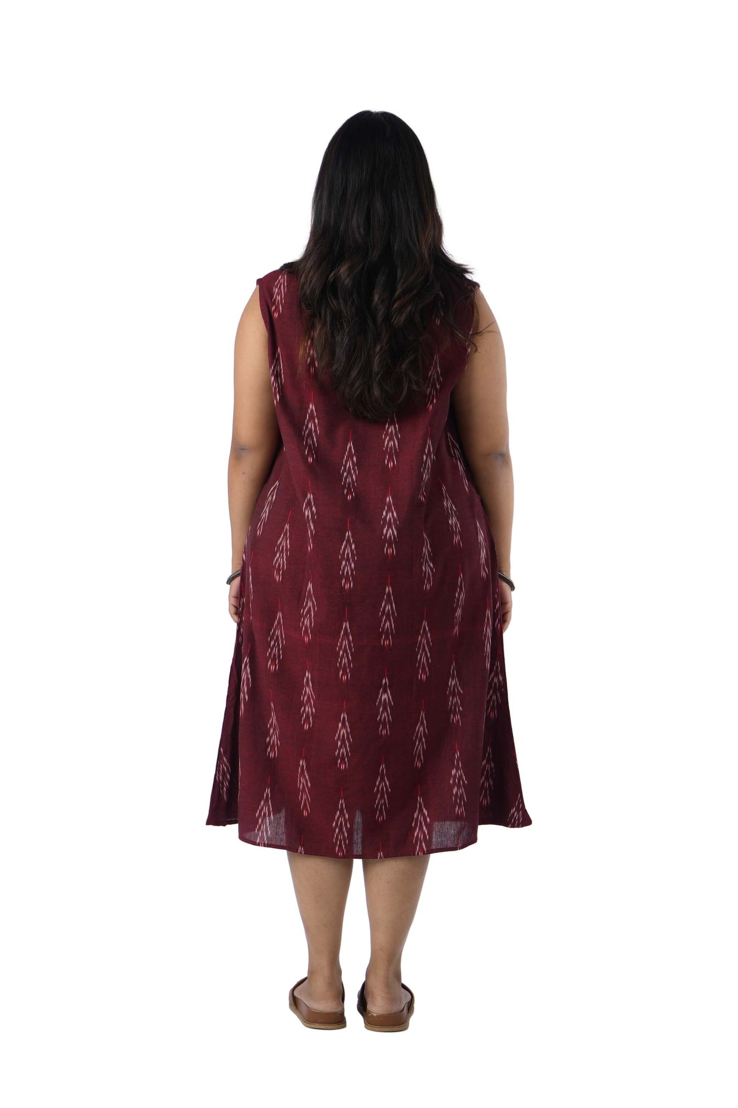 Boat Neck Sleeveless Ikat dress