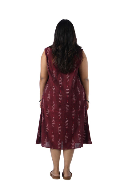 Boat Neck Sleeveless Ikat dress