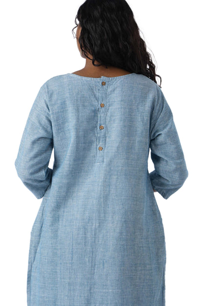 Light Blue Kurta With Pink Mirror Work
