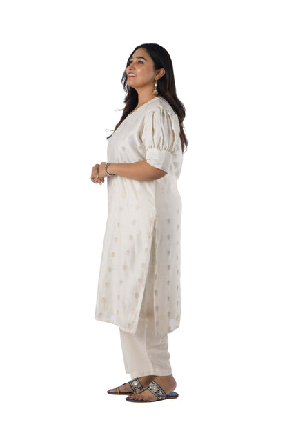 Chanderi Kurta With Puff Sleeve