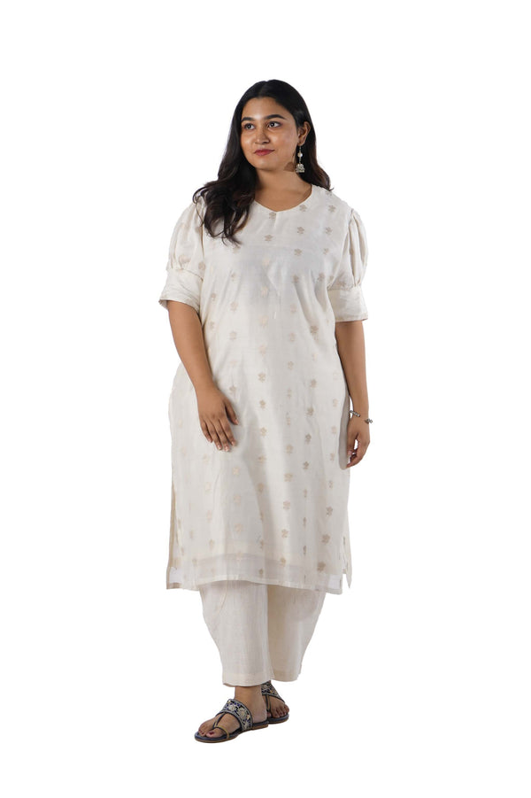 Chanderi Kurta With Puff Sleeve