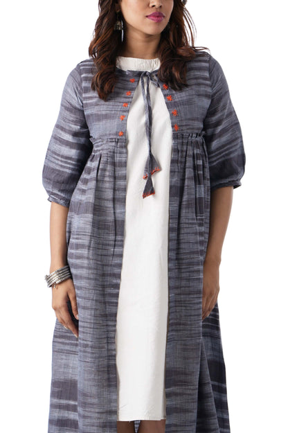 Grey Embroidered Cape with tie