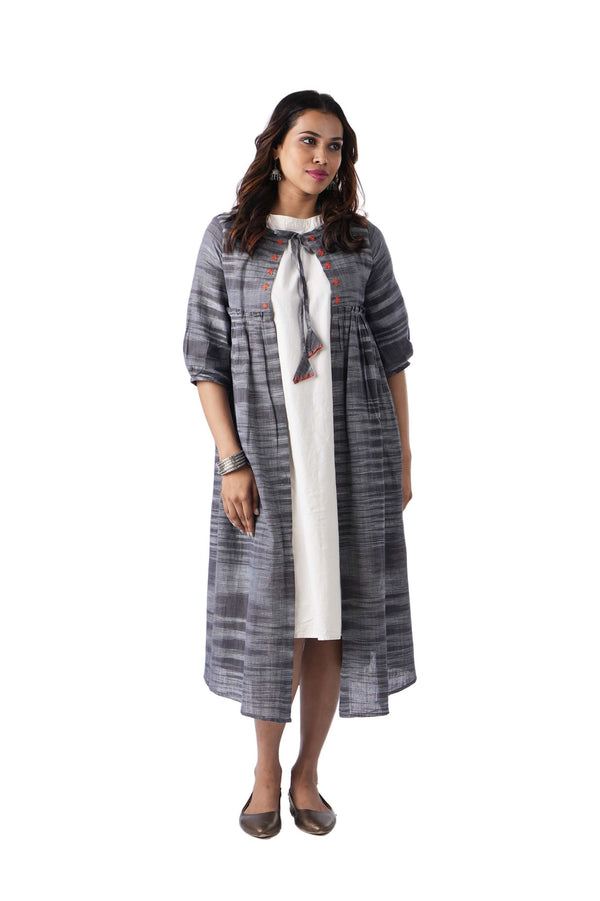 Grey Embroidered Cape with tie