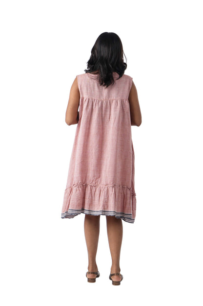 Pastel Brown Front Button Open Kuppadam Frock