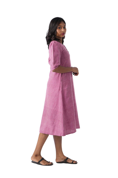 Pink Kurta with square neckline