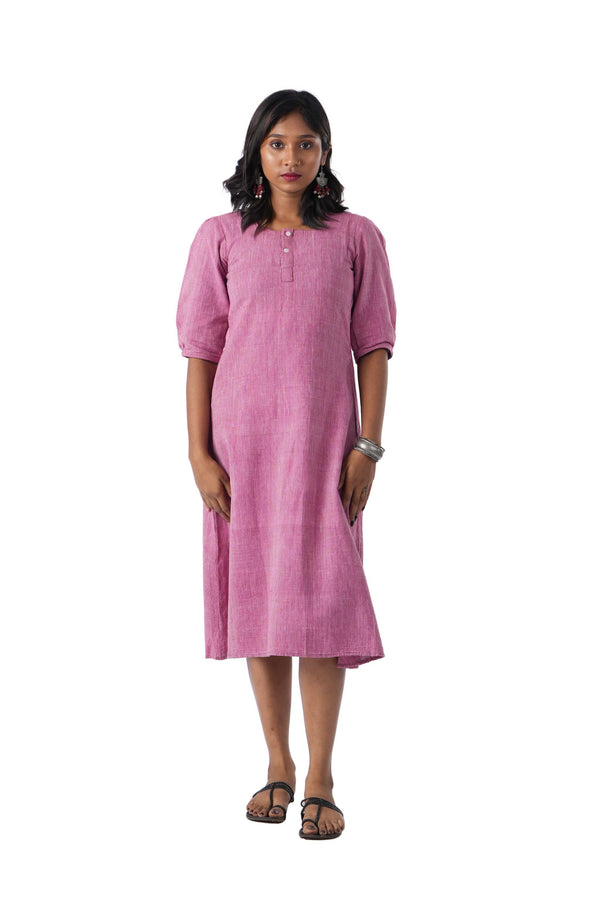 Pink Kurta with square neckline