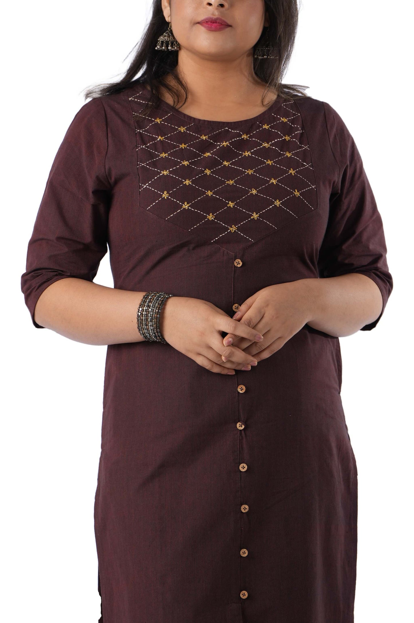 Yoke Kurta with cross Embroidery