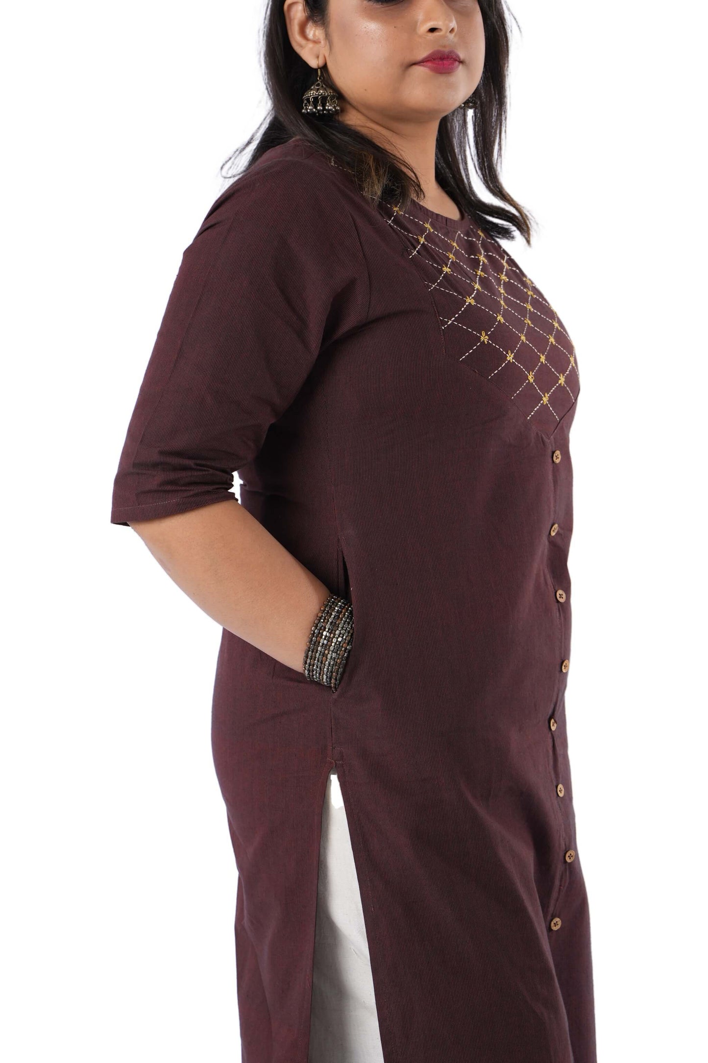 Yoke Kurta with cross Embroidery