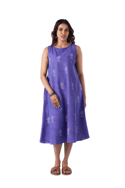 Purple Dress With Block Print
