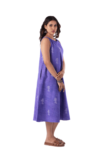 Purple Dress With Block Print