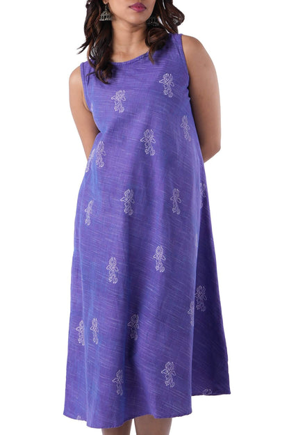 Purple Dress With Block Print