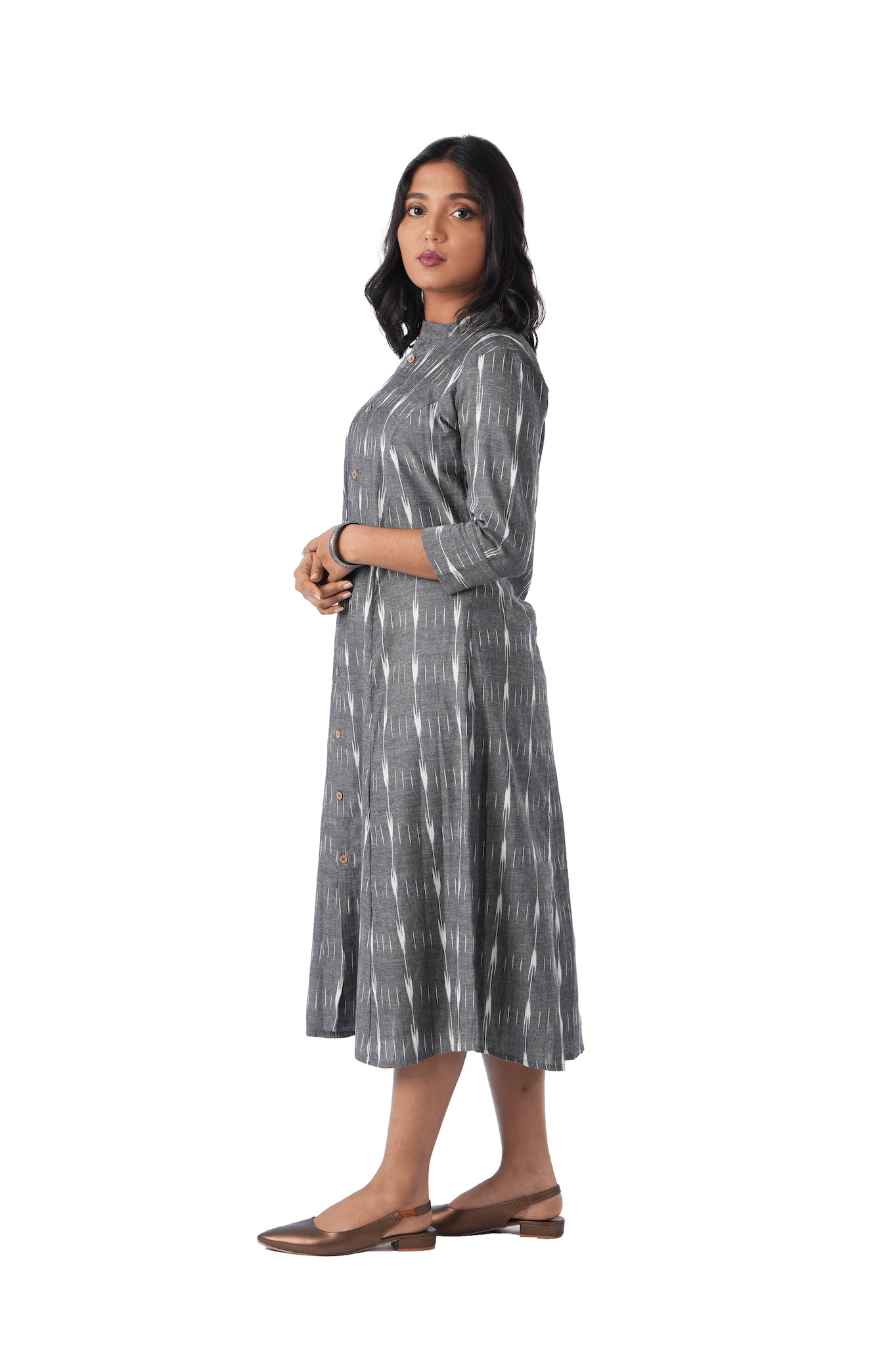 Grey Ikat Kurta Dress