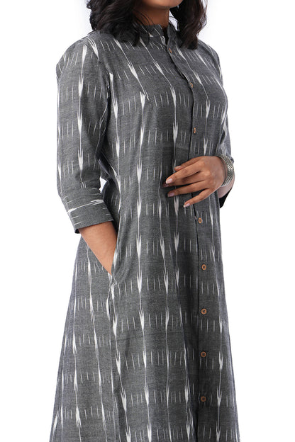 Grey Ikat Kurta Dress