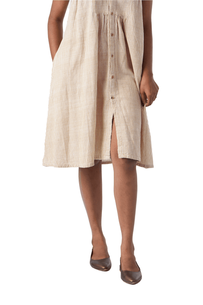 Beige And White Stripe Dress