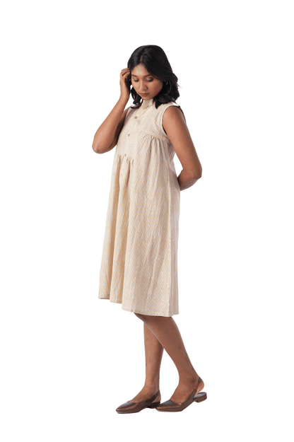 Beige And White Stripe Dress