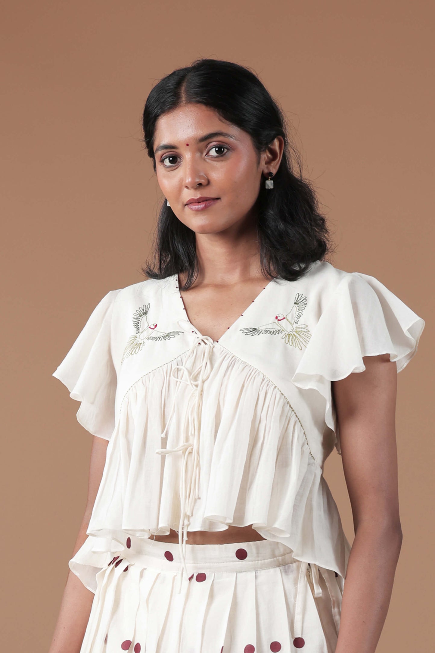 Empire Cut Top Handloom Croptop and Pleated flared skirt combo