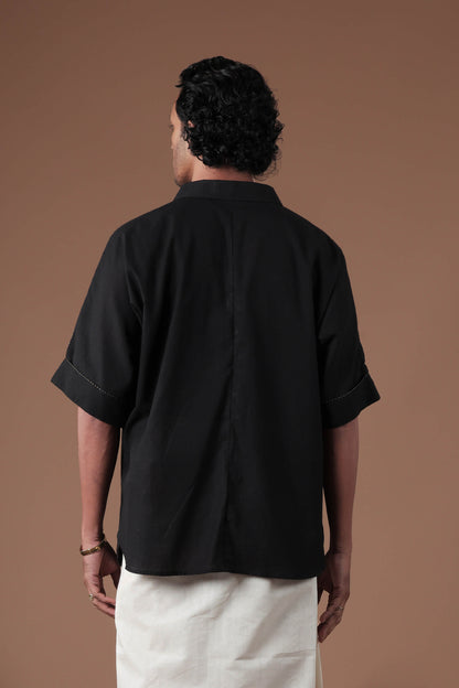Kimono Shirt With Rolled Up Sleeve black Men's shirt